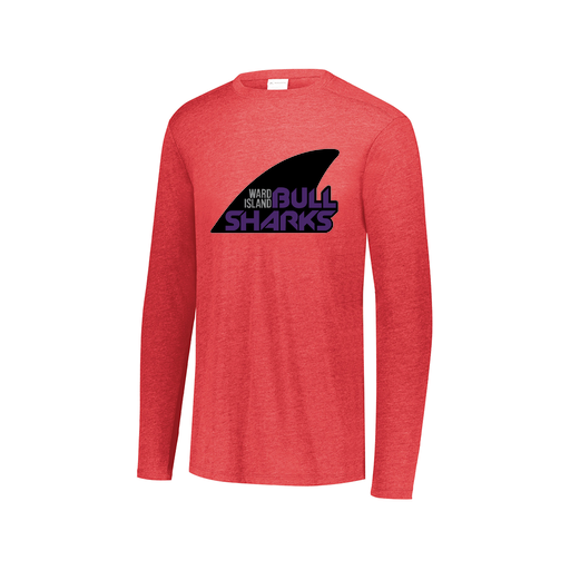 [3075.V96.XS-LOGO1] Decker Men's Tri-Blend T-Shirt - Long Sleeve (Adult XS, Red, Logo 1)