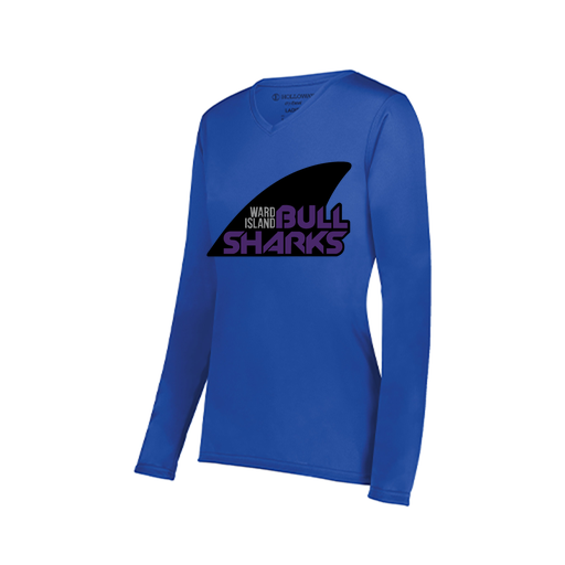 [222824.060.S-LOGO1] Ladies LS Smooth Sport Shirt (Female Adult S, Royal, Logo 1)